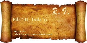 Rádi Iván névjegykártya