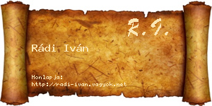 Rádi Iván névjegykártya